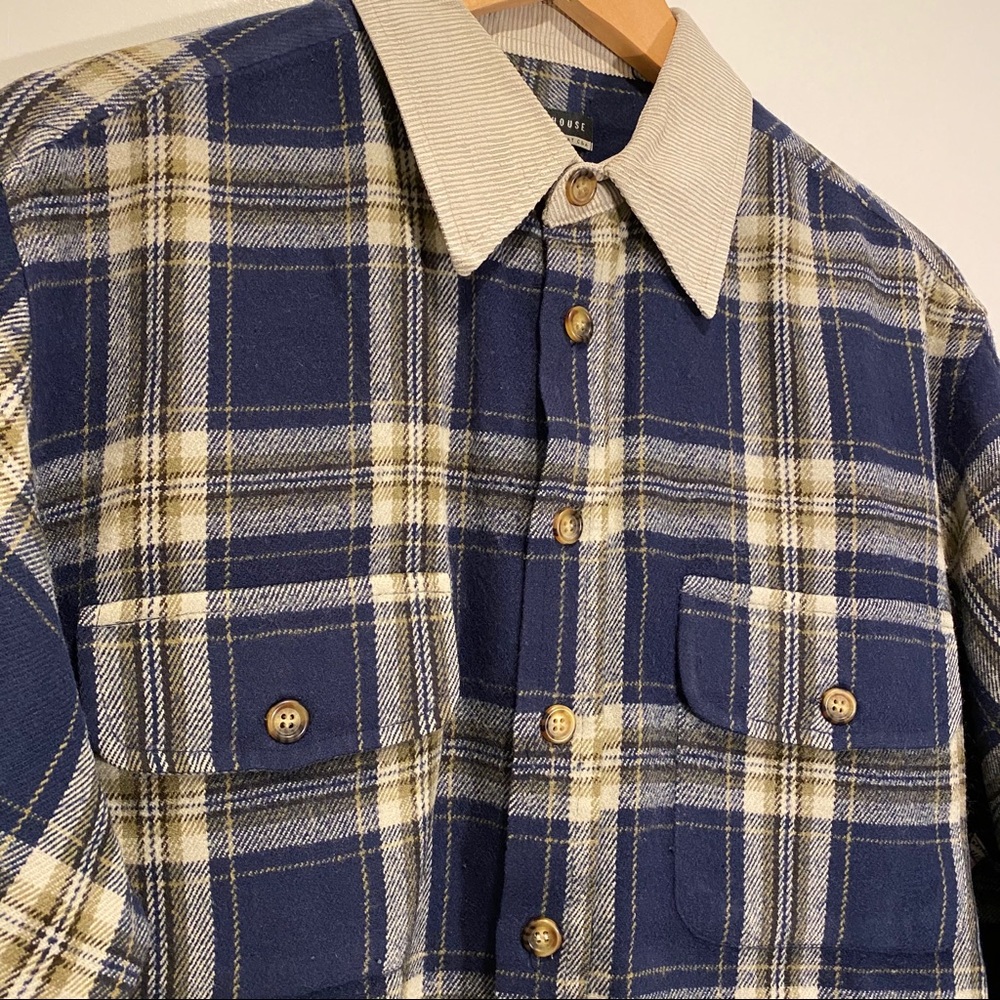 Plaid flannel with corduroy collar